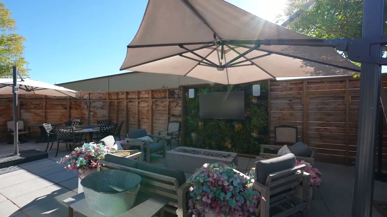 The private terrace at Le Manoir Kelowna, ready to tour