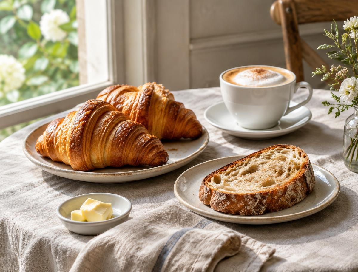 Bakery reference: croissants, sourdough and coffee