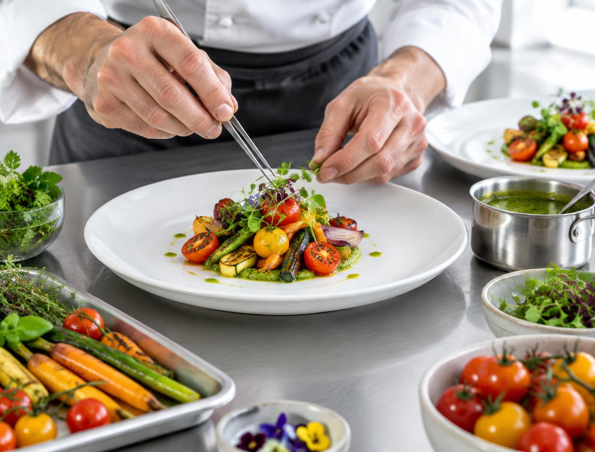 Chef demonstration reference: plating seasonal vegetables