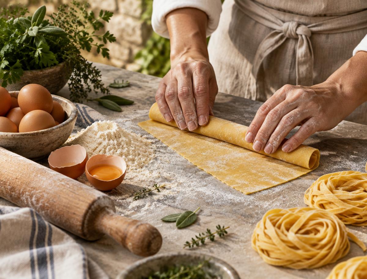 Cooking class reference: preparing fresh pasta